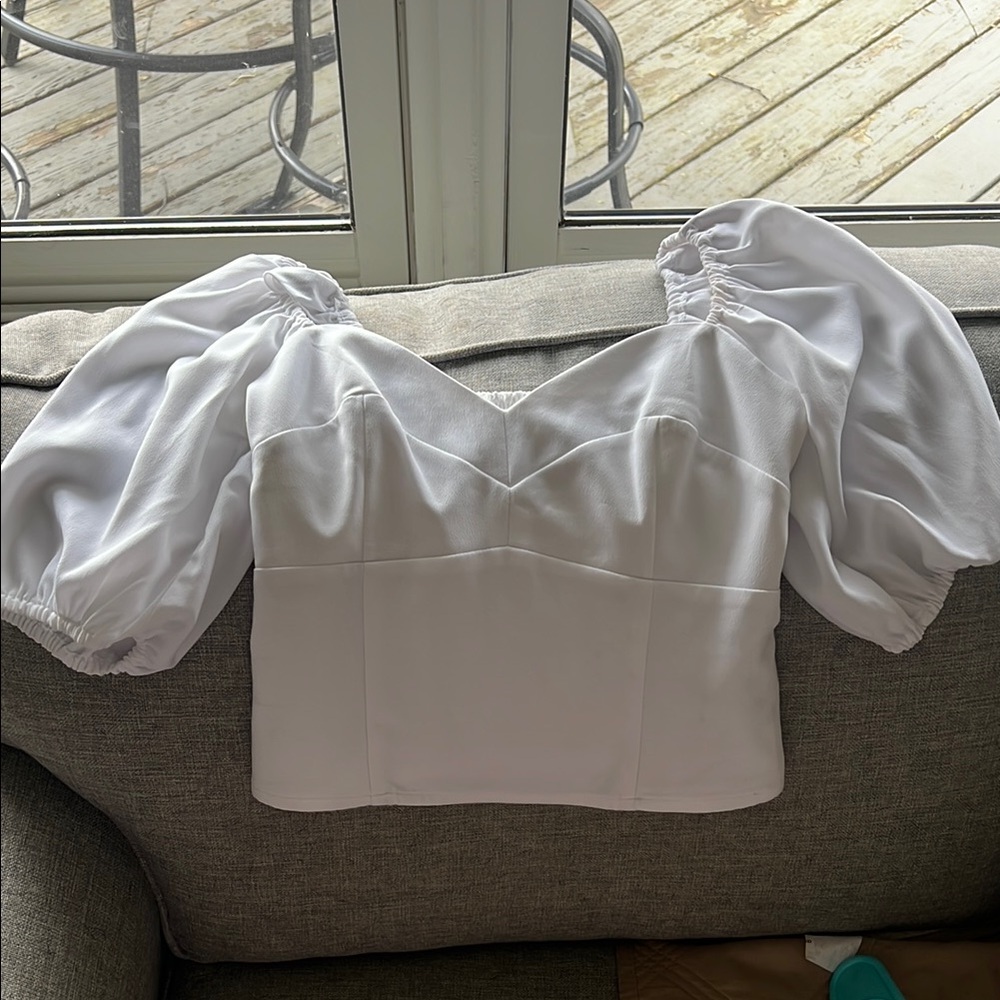 Abercrombie White Puff Sleeve Top